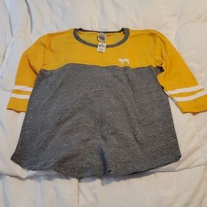 Victoria Secret PINK 3/4 Sleeve Shirt Yellow Small